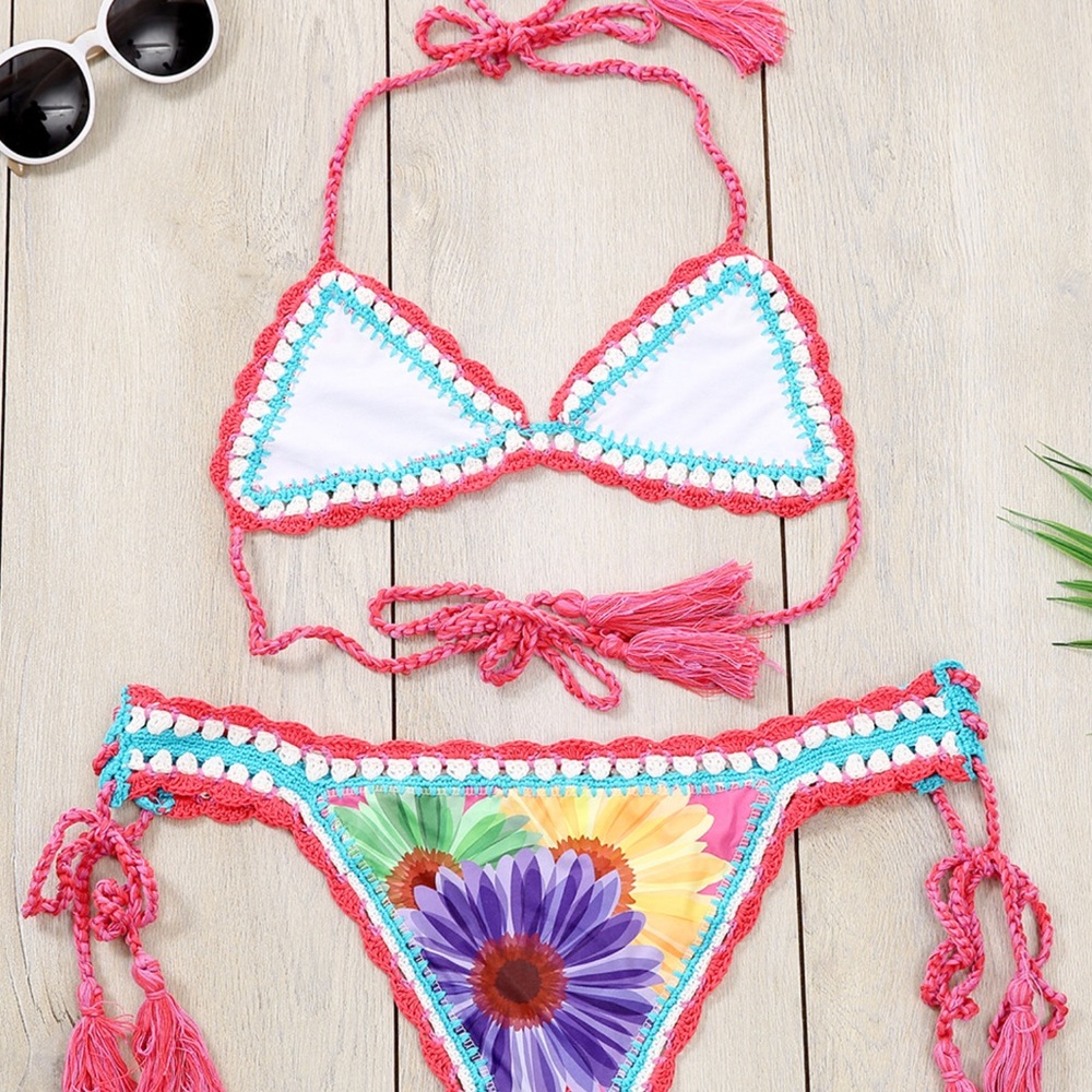 Last 1Hippie Hooray Boho Floral Crochet Bikini - Picture 5 of 7